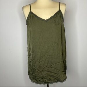 Who What Wear Olive Lace Trim Camisole